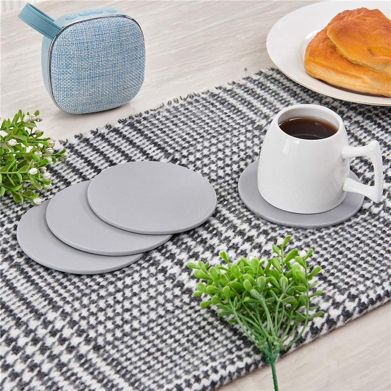 Coasters for Drinks, Thipoten Leather Coasters with Holder, Protect Furniture