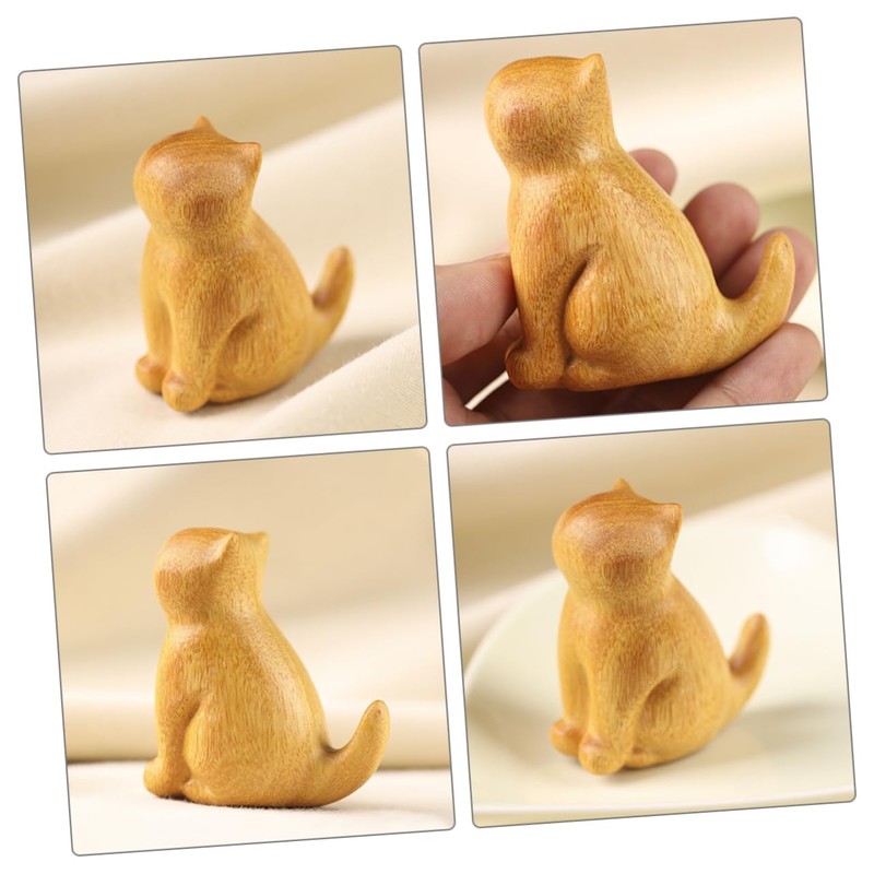 BIUDECO Cat Figurine Small Sitting Kitten Sculpture for Home Decoration