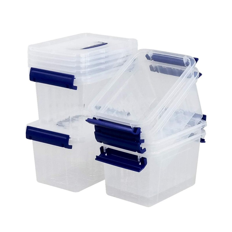 EudokkyNA 6-Pack 3 Liter Storage Box, Small Plastic Bin with