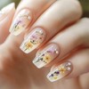 Short Press on Nails Coffin Fake Nails with Floral Design