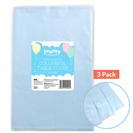 jaunty partyware Colour Table Cover 3pk Plain Pastel Tablecloth for Wedding, Baby Showers, Birthdays Party (BLUE)