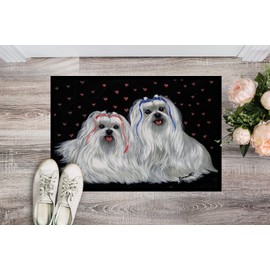 Caroline's Treasures PPP3263MAT Maltese Sweethearts Doormat 18x27 Front Door Mat Indoor Outdoor Rugs for Entryway, Non Slip Washable Low Pile, 18H X 27W