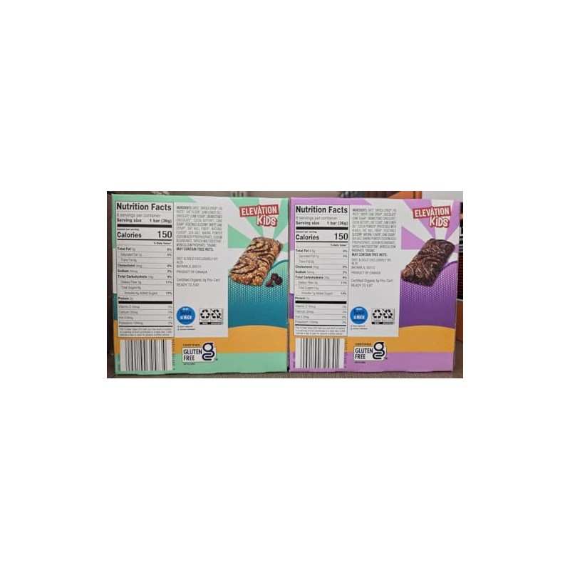 Elevation Kids NON-GMO Organic Baked Oat Bar Chocolate Chip &