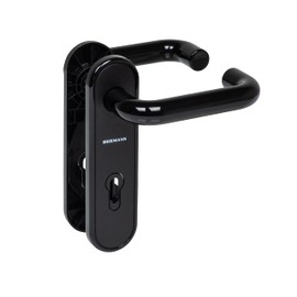 Hörmann D-110 534820 Handle Set (Short Plate for Waistband and Profile Cylinder, Black Plastic, Door Handle)