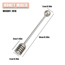 Honey Dipper Stainless Steel Stirring Stick, Honey Dipper, Honey Spoon, Honey Stick, Honey Spoon, Muddler, Tea, Milk, Coffee, Beverage, Commercial Use, Home Use, Coffee Shop, Approx. 6.3 inches (16 cm), Gold, Silver (Silver)