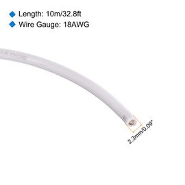 Sourcing Map 18AWG White PVC Hookup Wire, 10M/33ft, UL1007, Tinned Copper, Compatible with Various Devices