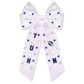 Game Day Hair Bows for Women Football Hair Bows Clips Jeweled Large Hair Bows Silky Satin Hair Ribbons Cheer Bows Red Blue Spirit Day Accessories Football Mom Game Day Accessories Outfits (Pattern K2)