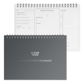 Daily Productivity Planner by Clear Mind Concepts® - A4 Spiral Bound, 160gsm Thick Double-Sided Pages for Mind, Body, Spirit & Time Management for 6 Months of Self Mastery (Updated Edition)