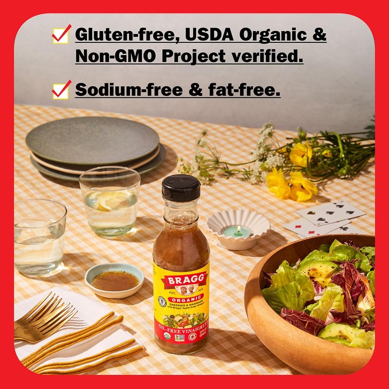 Bragg Organic Oil-Free Vinaigrette Salad Dressing and Marinade - 12