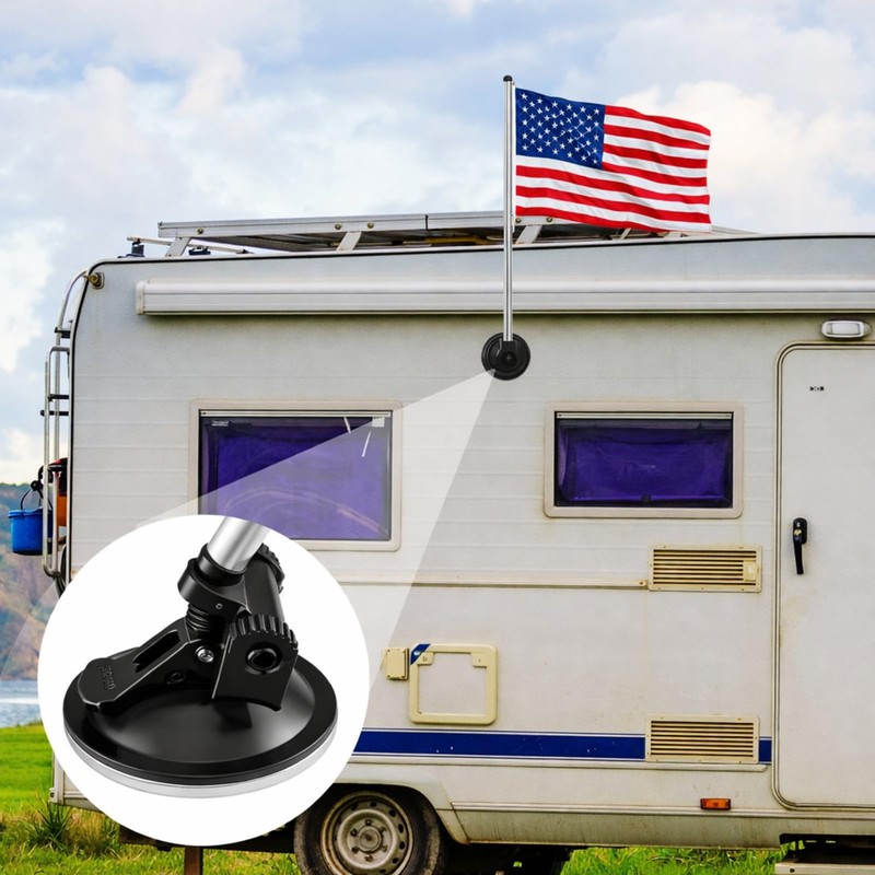 2 Pack Car Flag Pole with Suction Cup Mount, 18-62.4''