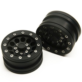 MOHERO 1.9" Alloy Beadlock Crawler Wheels Rims Set for RC 1/10 Model Crawler SCX10 Pack of 4 (Black)