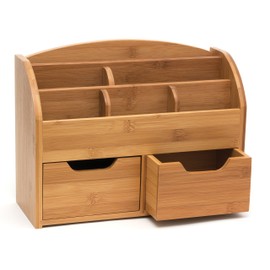 Lipper International 809 Bamboo Wood Space-Saving Desk Organizer, 12 5/8" X 5" X 9 5/8"