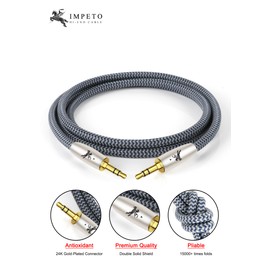 Impeto 1.5 m Aux Cable 3.5 mm Audio Cable - 6N OFC Jack Cable for Stereos, Laptop, Smartphone, Tablet, TV, HiFi Receiver - OD: 6.5 mm