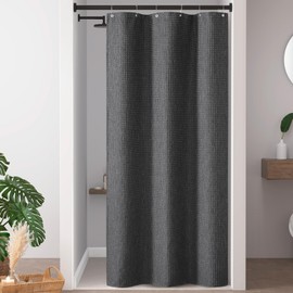 Madison Park Shower Curtain Waffle Weave, Cationic Dyed, Waffle Shower Curtain 3M Scotchgard Moisture Management, Farmhouse Stall Shower Curtains for Bathroom, Stall: 36x72'' Charcoal