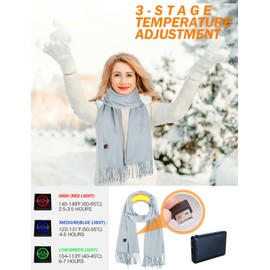 Lionrose Heated Scarf for Women Rechargeable,Men Electric Heating Scarf for Neck with Battery, Intelligent Scarves (Blue-Gray)