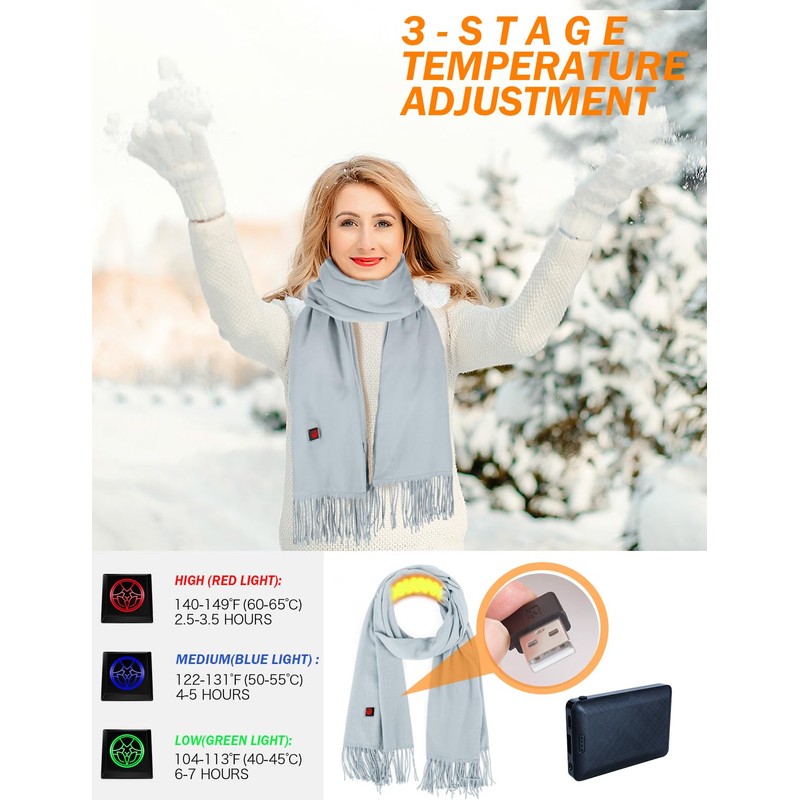 Lionrose Heated Scarf for Women Rechargeable,Men Electric Heating Scarf for