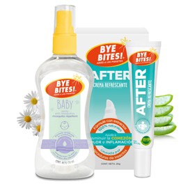 BYE BITES Repelente de Mosquitos para Bebe BABY 130 ml  Crema Post Picaduras AFTER Bites 20 g  Duopack - Hipoalergénico  Suave a Manzanilla  Alivio...