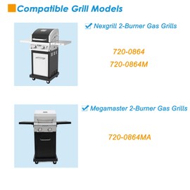 BBQration Replacement Parts Kit for Nexgrill 2-Burner 720-0864 720-0864M, Replacement Parts Kit for Megamaster 720-0864MA Grill Grate Kit for Nexgrill Replacement Parts