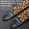 Amumu Leopard Flocked Velvet Guitar Strap with Microfiber Leather Ends,