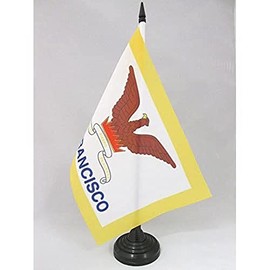San Francisco Table Flag 5'' x 8'' - San Francisco city - California Desk Flag 21 x 14 cm - Black plastic stick and base - AZ FLAG