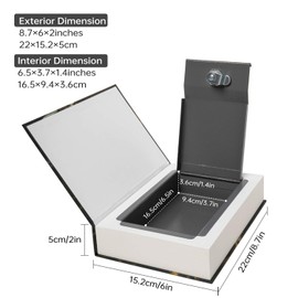 Real Paper Book Safe, Suitable for Jewellery, Money and Cash, Hollow with Hidden Compartment, Key and Combination Lock