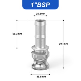ERGAOBOY 1 Pcs Type E Camlock Fittings, 1" BSP 304 Stainless Steel Cam and Groove Hose Fitting for Water Fuel Air