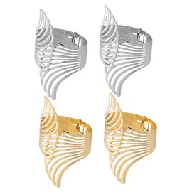 Beavorty 4pcs Women's Metal Bangle Bracelet Hollow Cuff Fashion Wrist Jewelry Comfortable Fit for Birthday or Holiday
