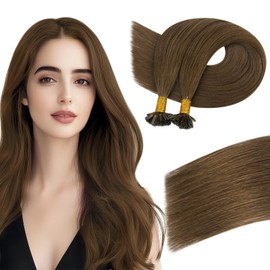 Easyouth U Tip Hair Extensions Human Hair Brown U Tip Human Hair Extensions Medium Brown Pre Bonded Hair Extensions Real Human Hair U Tip Extensions Hot Fusion Hair Brown 14 Inch 50g/50s