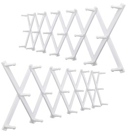 WEBI Accordion Wall Hanger,Expandable Wooden Coat Rack,Accordion Hat Rack for Wall,Accordion Hook Rack for Hats,Caps,20 Peg Hooks,White,2 Packs