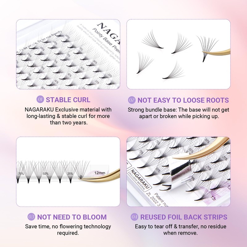 NAGARAKU Eyelash Extensions Premade Fans Eyelash Premade Volume Fan Eyelashes