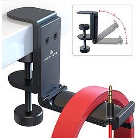 APPHOME Headphone Hook Desk, Headphones Stand Under Table Foldable Headset Holder Clamp Hanger Mount, Built in Cable Clip Organizer for PC Gaming, Office, Backpack Bag Purse Hanging