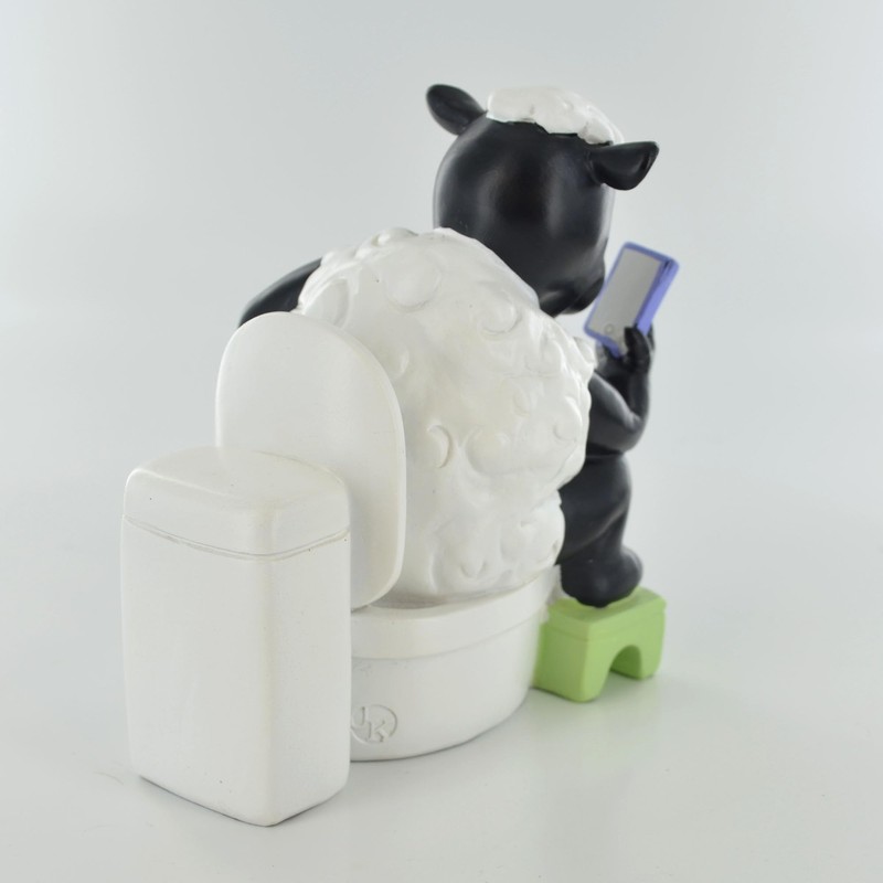 Comical Sheep On Toilet Figurine