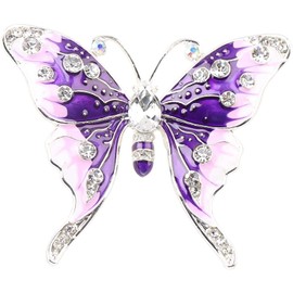 Crystal Rhinestone Butterfly Brooch Pin Blue Color Butterfly Brooches for For Women Girls Wedding/Banquet/Birthday Party (Purple-1)