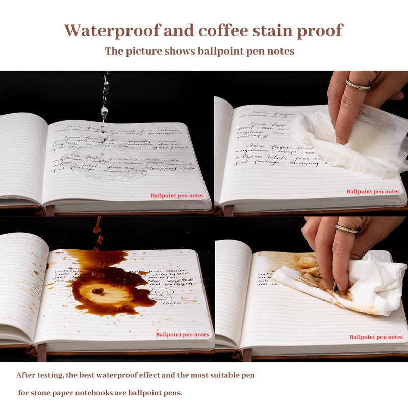 Stone Paper Notebook for Women Men, A5 Waterproof Notebook Hardcover