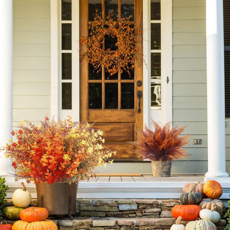 Woltoy Autumn Artificial Flowers 16 Pcs Autumn Decorations Outdoor Indoor