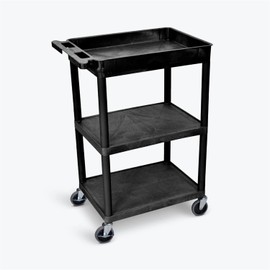 HomeStock Antique Appeal Three-Shelf Utility Cart with Flat Top and Middle/Bottom Shelves, Durable Construction, and Smooth Mobility for Versatile Storage and Transport