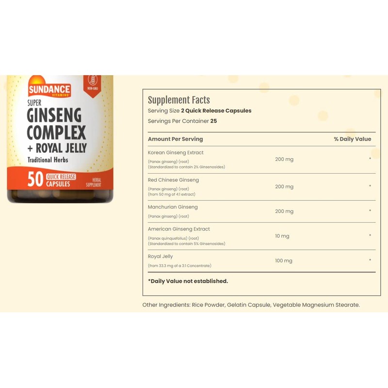 Sundance Vitamins Ginseng Complex Plus Royal Jelly