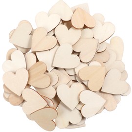 100Pcs Wooden Hearts for Crafts, 1" Small Wood Hearts Cutout Slices Unfinished Wooden Heart for Crafts Guest Book Blank Wood Sign Heart Sign Tag for Valentine's Day Birthday Party Wedding Decoration