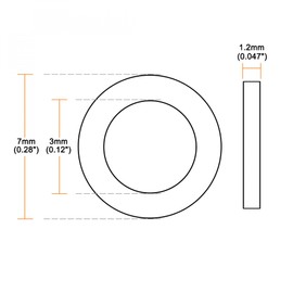sourcing map Rubber Flat Washers 7mm OD 3mm ID 1.2mm Thickness for Faucet Pipe Water Hose, Pack of 50