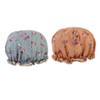 WOONEKY 2pcs Women's Waterproof Bathing Cap Soft Elastic Headwear Shower