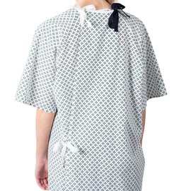 Interweave Healthcare Lapover Hospital Gown with Colour Coded Ties, Blue Diamond Print, One Size, As Used in Hospitals