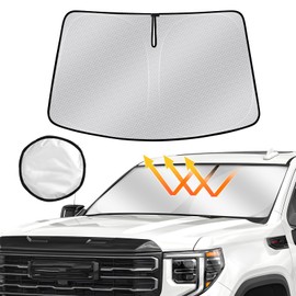 Windshield Sun Shade for 2019-2024 2025 GMC Sierra 1500 2500 3500, Upgraded Heat Insulation Front Window Cover for GMC Sierra, Foldable Windshield ShadeSun Visor Protector for GMC Sierra Accessories