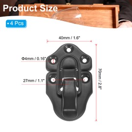 PATIKIL Retro Style Duckbilled Toggle Hasp Latch, 4 Pack Small Metal Vintage Box Toggle with Mounting Screw for Jewelry Cabinet Wooden Ordinary Box Crafts, Black