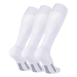 FITRELL 2/3 Pack Soccer Socks Baseball Softball For Youth Kids Boys Girls, Over-The-Calf Football Socks for Adult Men Women,White*3,Medium