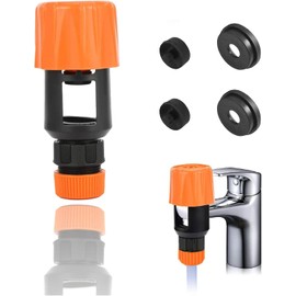 Tap Connector Universal Quick Fitting Hose Connector Mixer Tap Adjustable Faucet Adapter with 4 Replacement Washers for Garden Bathroom Kitchen Indoor Outdoor Hose Pipe (Orange)