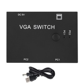 VGA Splitter Computer Accessory,2-In-1-Out 2 Port Computer Host External VGA TV Monitor,VGA Vedio Switch for PC TV Monitor -Black