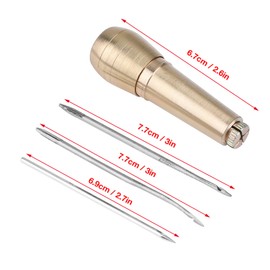 3 Needles Sewing Awl Copper Handle Sewing Awl Leather Shoe Repair Tool Kit Hand Stitcher Tailor's Awls for Leather Canvas Bag Heavy Fabric
