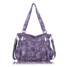 Angel Barcelo Womens Fashion Handbags Purse Shoulder Bags Tote Bags Ladies Girls Designer Satchel Bags (Stylish Purple)