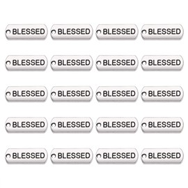 Pandahall Tibetan Antique Silver Rectangle with Word Pendants for Message Necklace Charms Gifts Tag Links