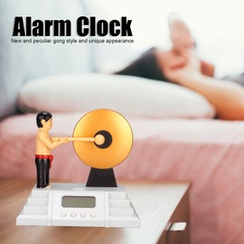 Small Digital Alarm Clock with Gong Stick,Creative Alarm Clock Good Gift,Supports Screen Backlight,Suitable for People with Heavy Sleeper, Mild Hearing Loss,Even Deafness
